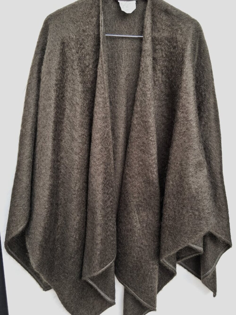 Vintage NORMA Canada 70s 80s mohair wool oversized wrap shawl cape, olive green
